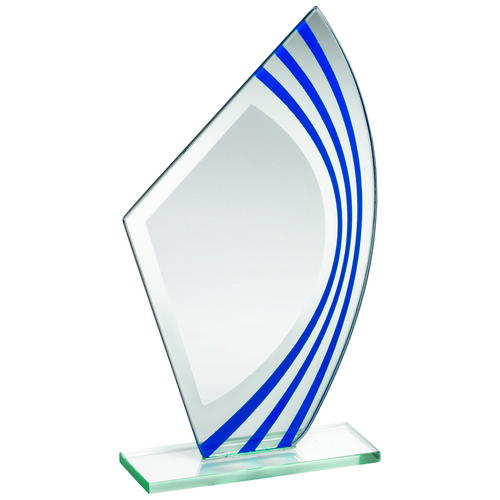 Jade Glass Sail Plaque with Blue & Silver Highlights