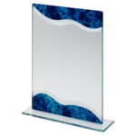 Jade Glass Plaque With Silver & Blue Marble Detail