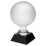 Clear Glass Golf Ball on a Black Base