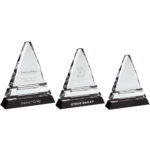 Clear Glass Pyramid on a Black Base