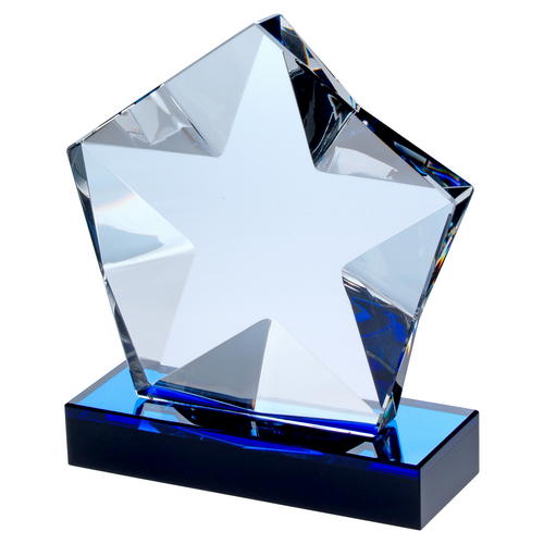 Clear Glass Pentagon Award with Star Detail