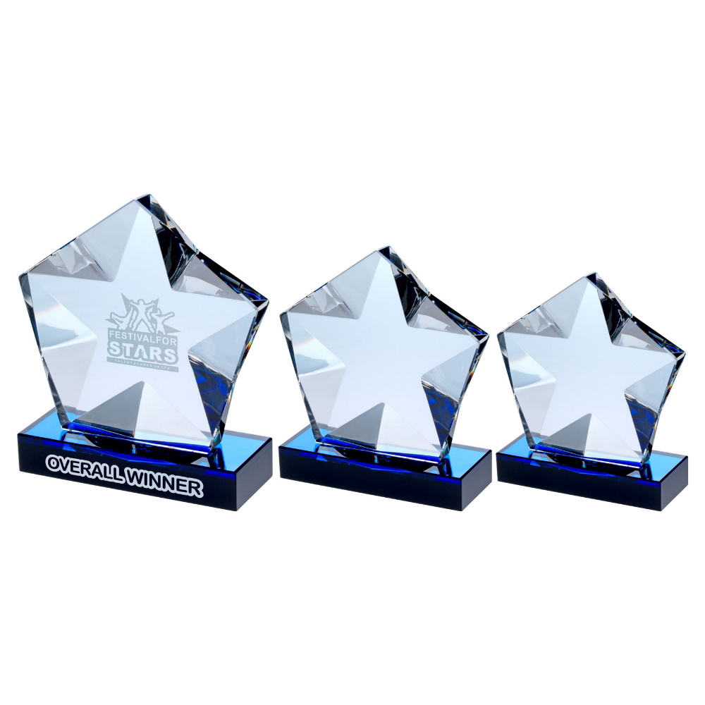 Clear Glass Pentagon Award with Star Detail