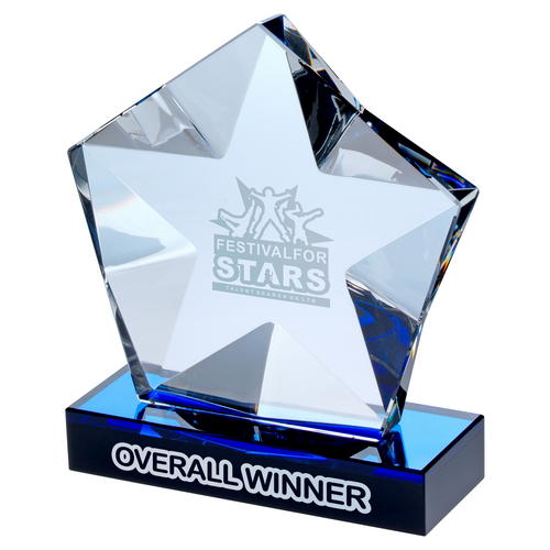 Clear Glass Pentagon Award with Star Detail