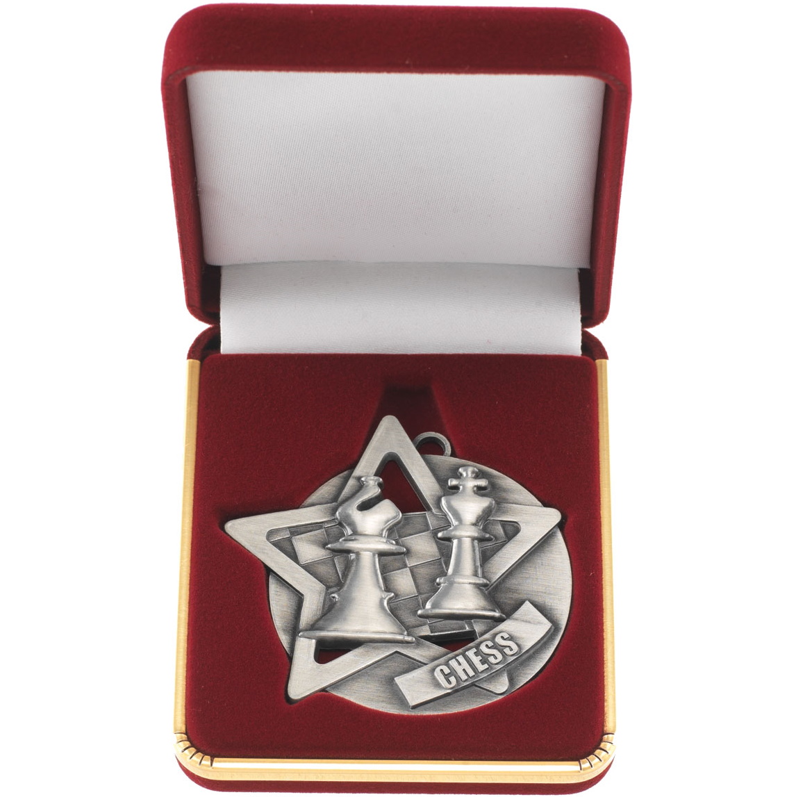 Chess Star Medal in Box in Silver