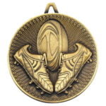 60mm Rugby Deluxe Medal – Antique Gold 2.35in