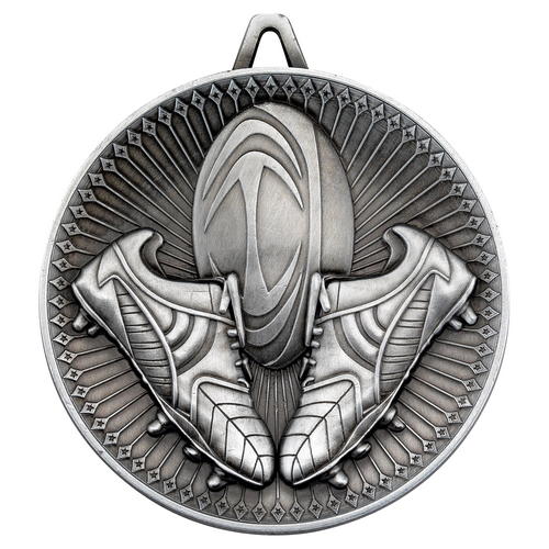 Rugby Deluxe Medal – Antique Silver 2.35in