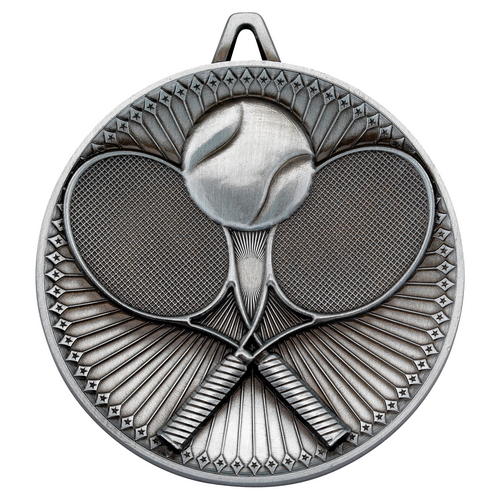 60mm Tennis Deluxe Medal – Antique Silver 2.35in