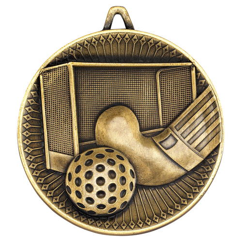 Hockey Deluxe Medal – Antique Gold 2.35in