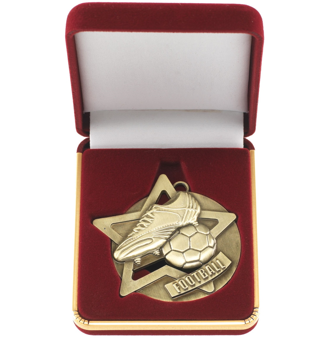 Football Star Medal in Box Gold