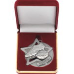 Football Star Medal in Box Silver