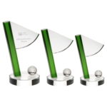 Clear & Green Glass Golf Flag and Ball Award