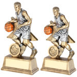 Male Basketball Figure with Star Backing Trophy