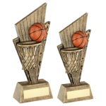 Basketball and Net on Pointed Backdrop Trophy