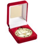 Red Velvet Box and 50mm Medal Basketball Trophy – Gold 3.5in