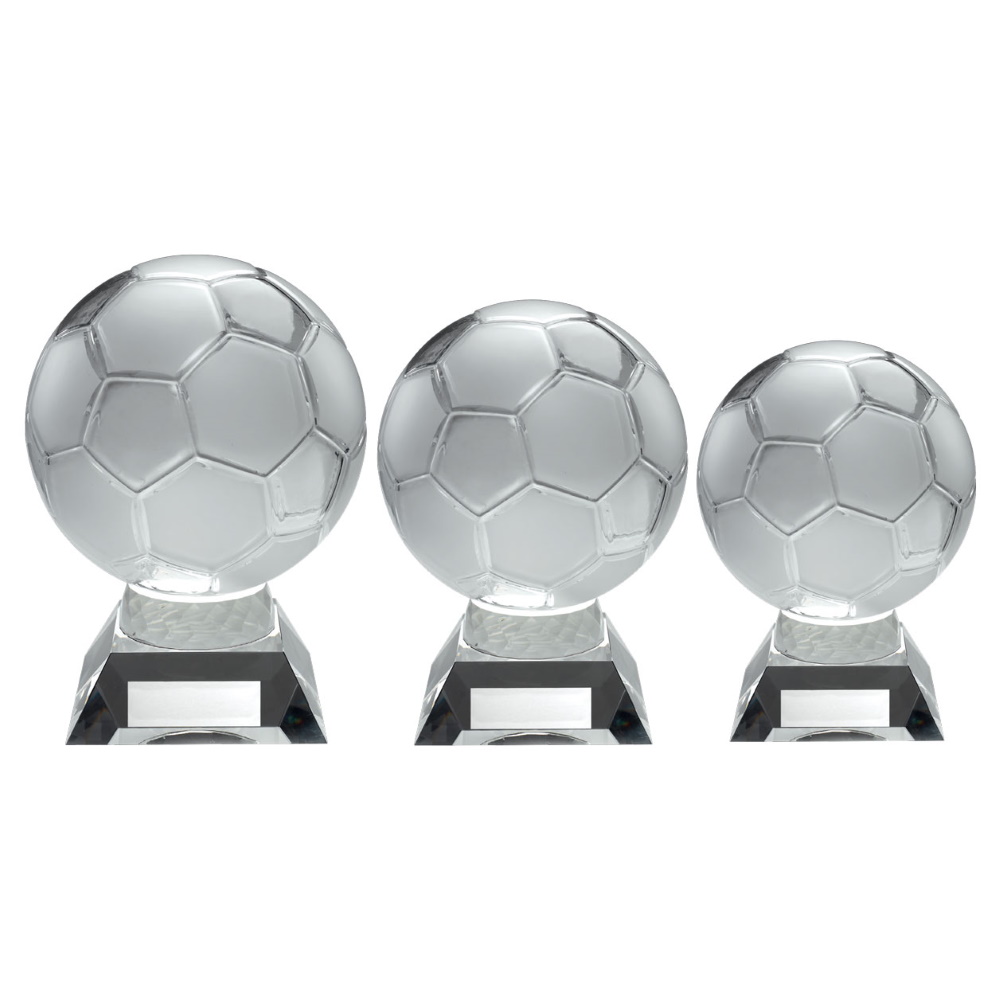 Large Clear Glass Football Trophy