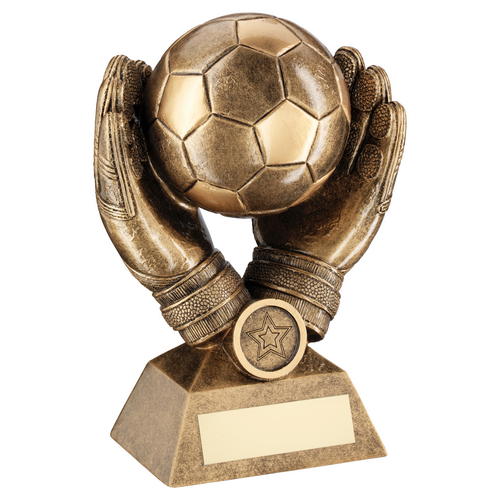 Football in Goalkeeper Gloves Trophy