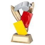 Referee Whistle Trophy with Red and Yellow Cards