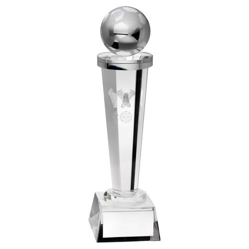 Laser Column Glass Football Trophy