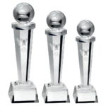 Laser Column Glass Football Trophy