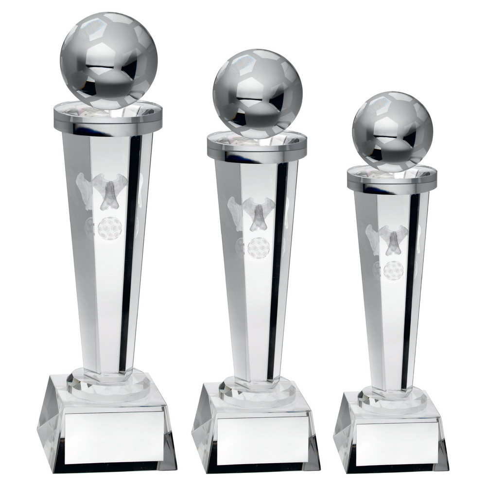 Laser Column Glass Football Trophy