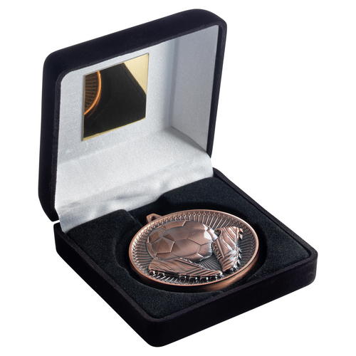 Black Velvet Box and 60mm Medal Football Trophy – Bronze