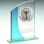 Rectangle Glass With Silver Wreath Trim Trophy