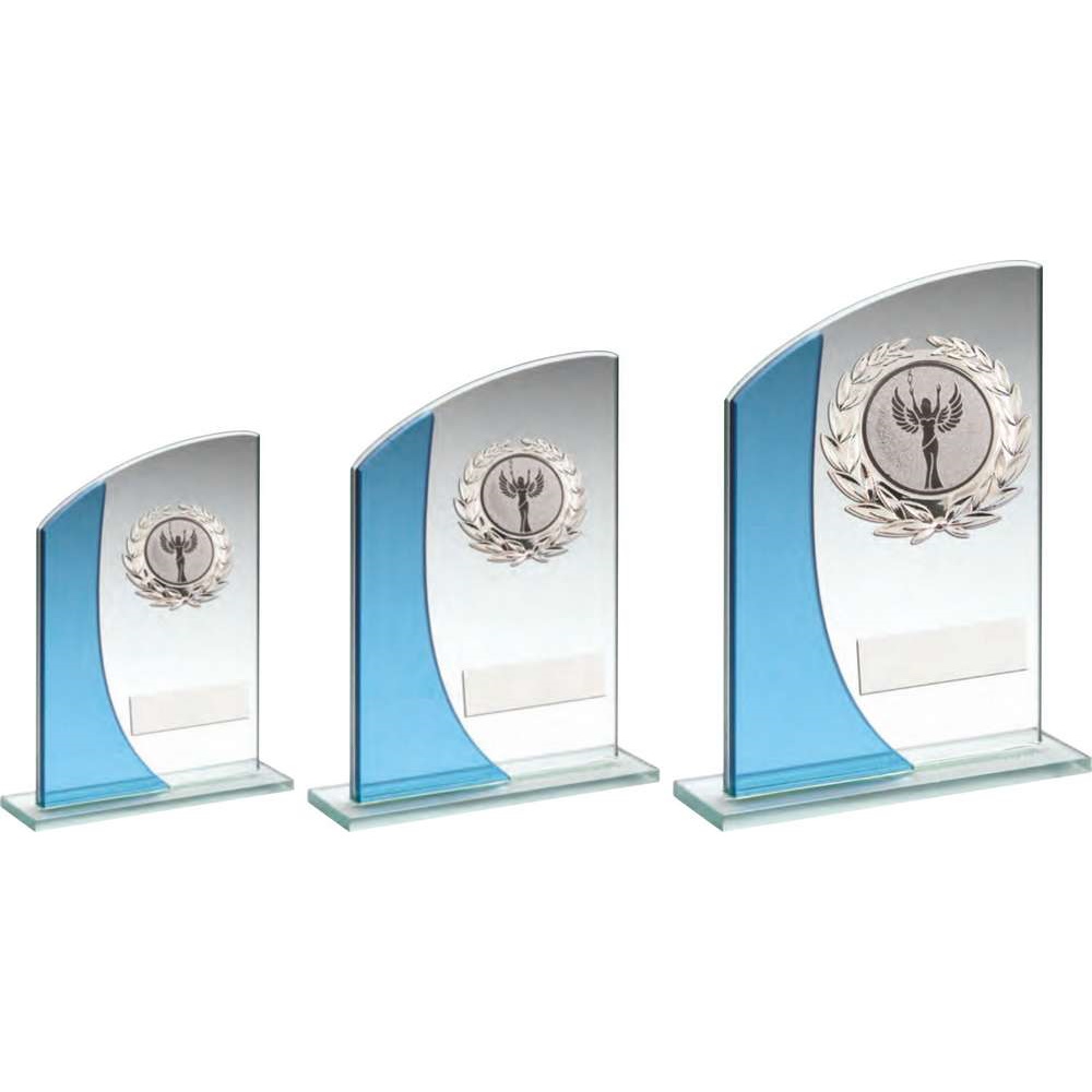 Rectangle Glass With Silver Wreath Trim Trophy