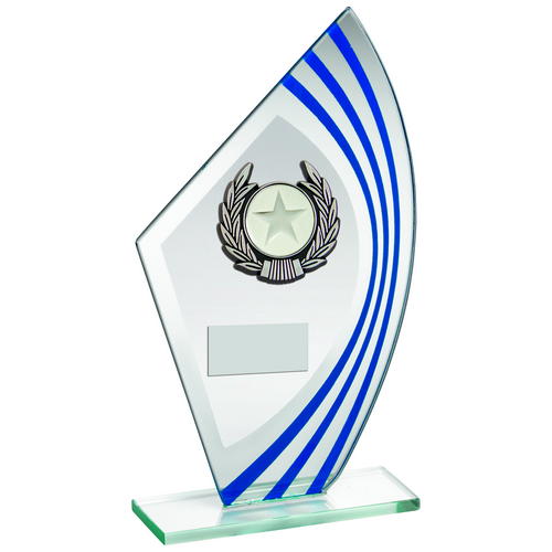 Sail Glass With Silver/Black Wreath Trim Trophy