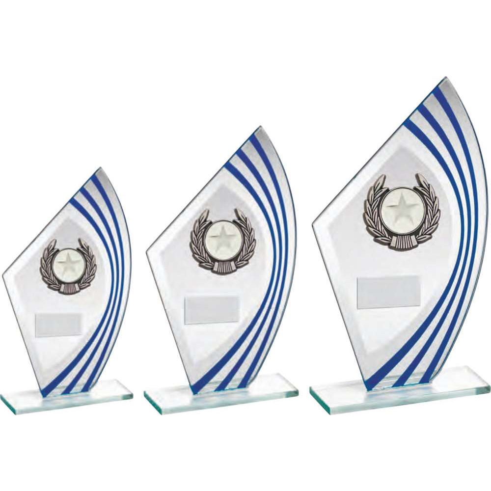 Sail Glass With Silver/Black Wreath Trim Trophy