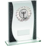 Rectangle Glass With Silver Wreath Trim Trophy