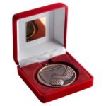 Red Velvet Box and 60mm Medal Hockey Trophy – Bronze – 4in