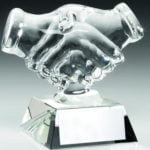 Clear Glass ‘Handshake’ Trophy