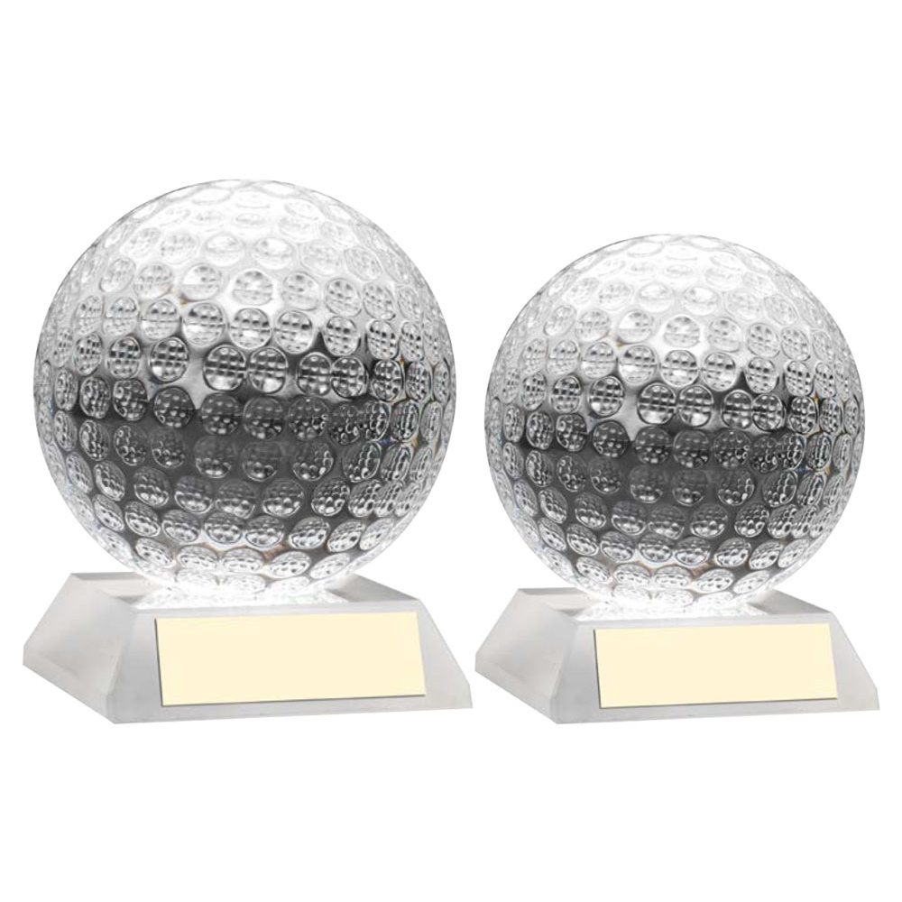 Clear Glass Golf Ball Trophy