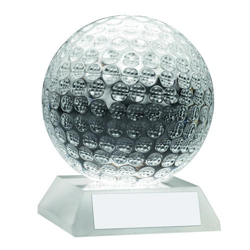 Clear Glass Golf Ball Trophy