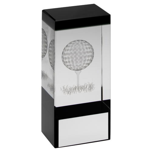 Encapsulated Glass Block Golf Trophy