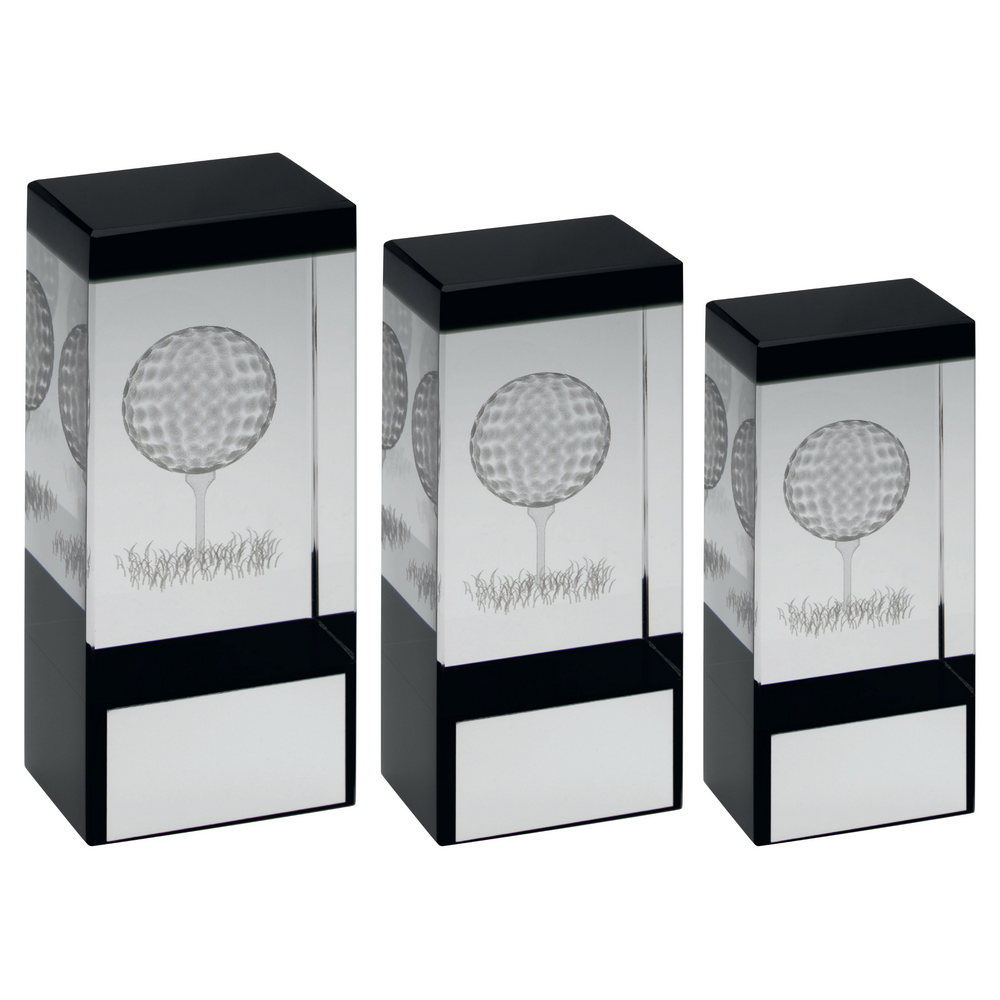 Encapsulated Glass Block Golf Trophy