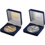 Blue Velvet Box and 70mm Medallion Golf Trophy