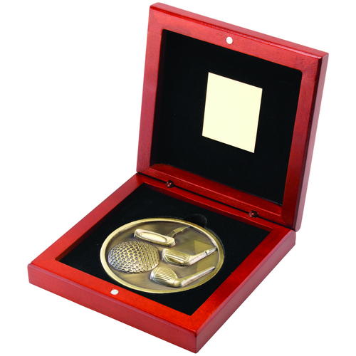 70mm Quality Golf Medal in a Rosewood Box