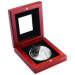 Rosewood Box and 50mm Medal Golf Trophy – Silver