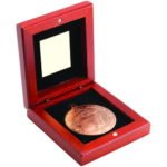 Rosewood Box and 50mm Medal Golf Trophy – Bronze