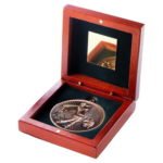 Rosewood Box and 60mm Medal Golf Trophy – Bronze