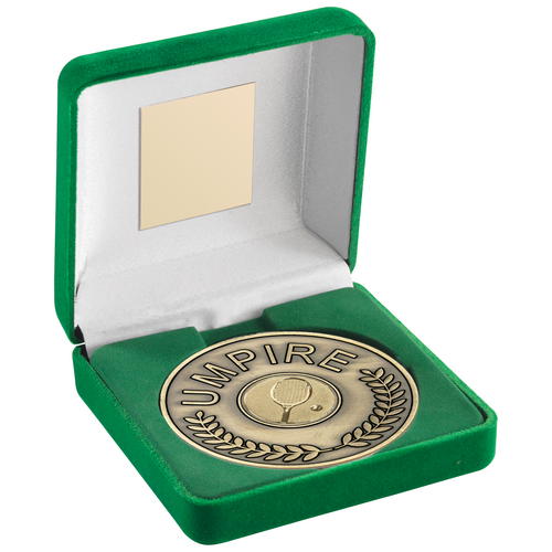 70mm Tennis Umpire Medallion in a Green Velvet Box