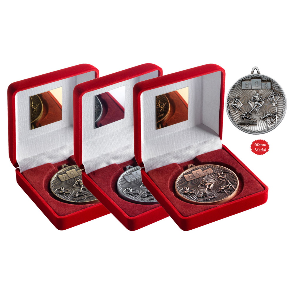 60mm Athletics Medal in a Velvet Box