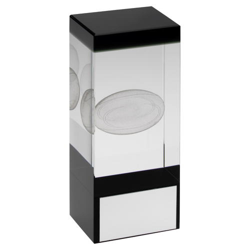 Black & Clear Laser Glass Rugby Trophy