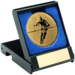 Black Plastic Box with a Rugby Insert Gold