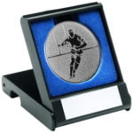 Black Plastic Box with a Rugby Insert Silver