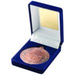 50mm Star Rugby Medal in a Blue Velvet Box Bronze