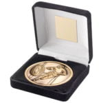 Quality 70mm Rugby Medal in a Black Velvet Box Antique Gold