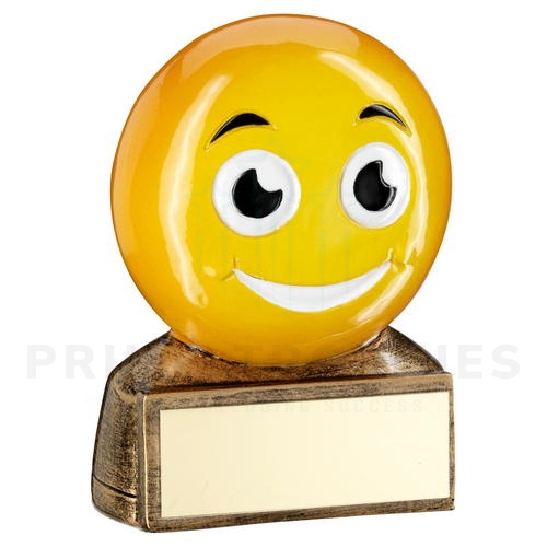 Coloured Resin Smiling Emoji Trophy