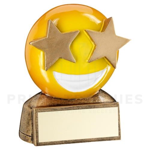 Coloured Resin Star Eyes Emoji Trophy